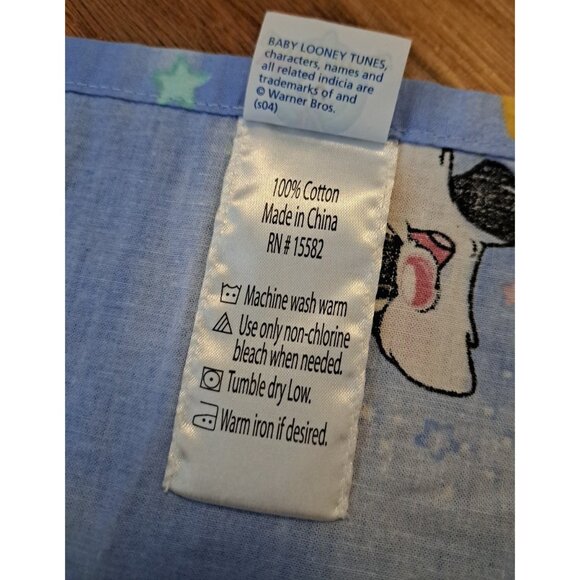 Vintage Baby Looney Tunes Window Valance Blue Nursery Bugs Bunny Cartoon 68x13 - Picture 3 of 5